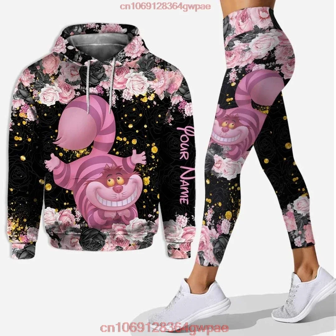 Disney Cheshire Cat 3D Hoodie ผู้หญิง Hoodie ชุดกางเกงโยคะ Sweatpants ผู้หญิงโยคะ Hoodie กางเกงขายาวแฟชั่น