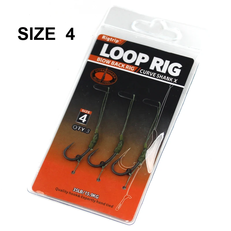 Karpfenangelschnur Hair Rig Loop Rigs fertig gebundene Soft-Hook-Link-Abschnitte, die mit Booms Loop Combi Rigs verwendet werden