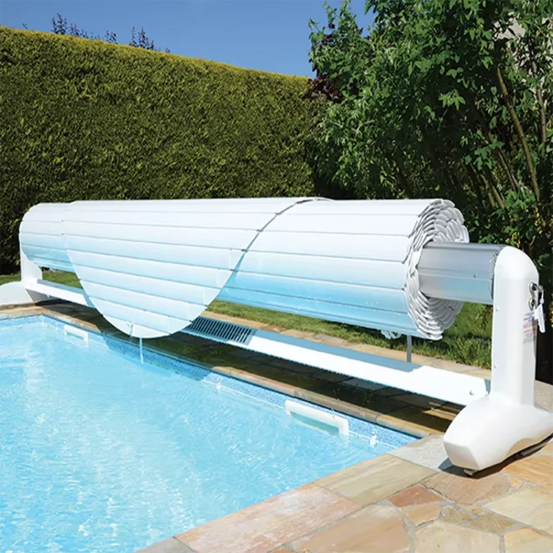 

Computer electric automatic swimming pool cover strip safety polycarbonate folding open 24V DC