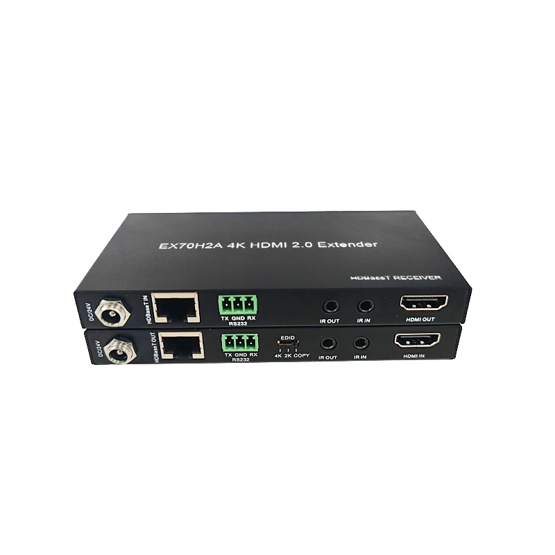 

4K60 Extender 70m HD-baset Extender with EDID Management HDMI KVM Extender Supports Bi-directional PoE Power Supply
