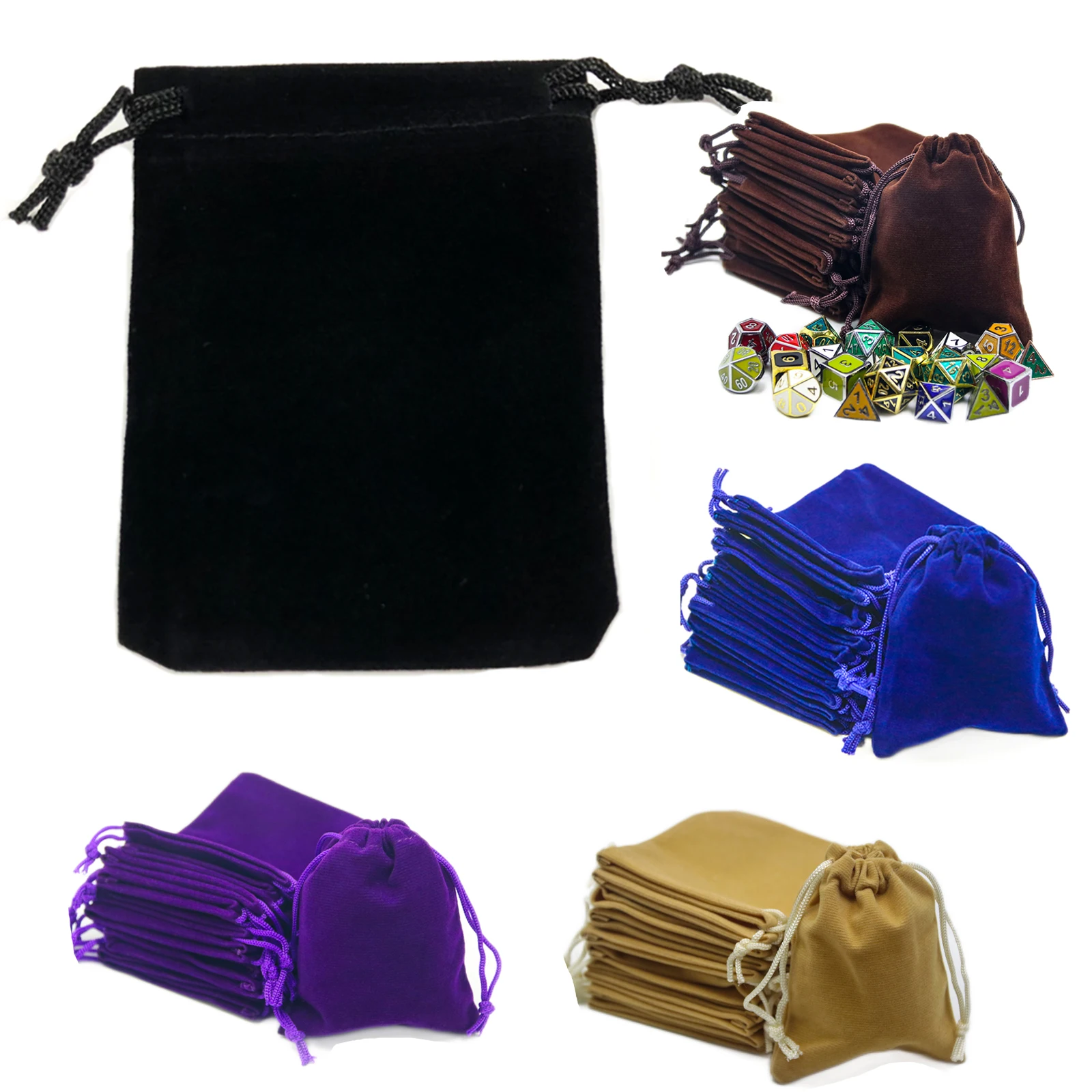 กระเป๋าลูกเต๋า 10 ชิ้น - กระเป๋าเก็บของสำหรับอุปกรณ์เกมบนโต๊ะ