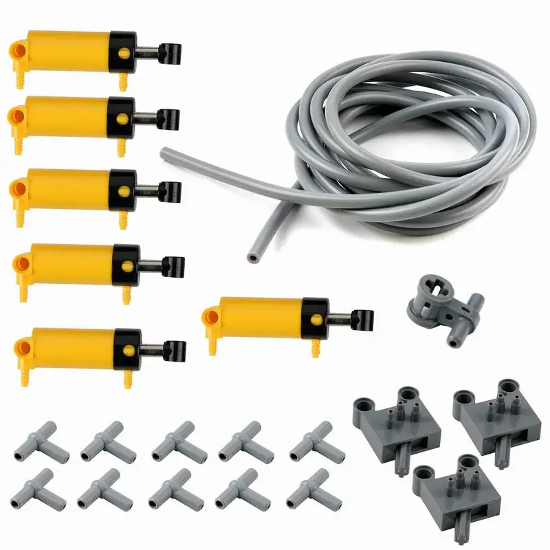 Pneumatisches Teile-Set Zylinder Tank Schalter Schlauch Verbinder-Kit für Technische MOC Mechanische Bausteine DIY Spielzeug
