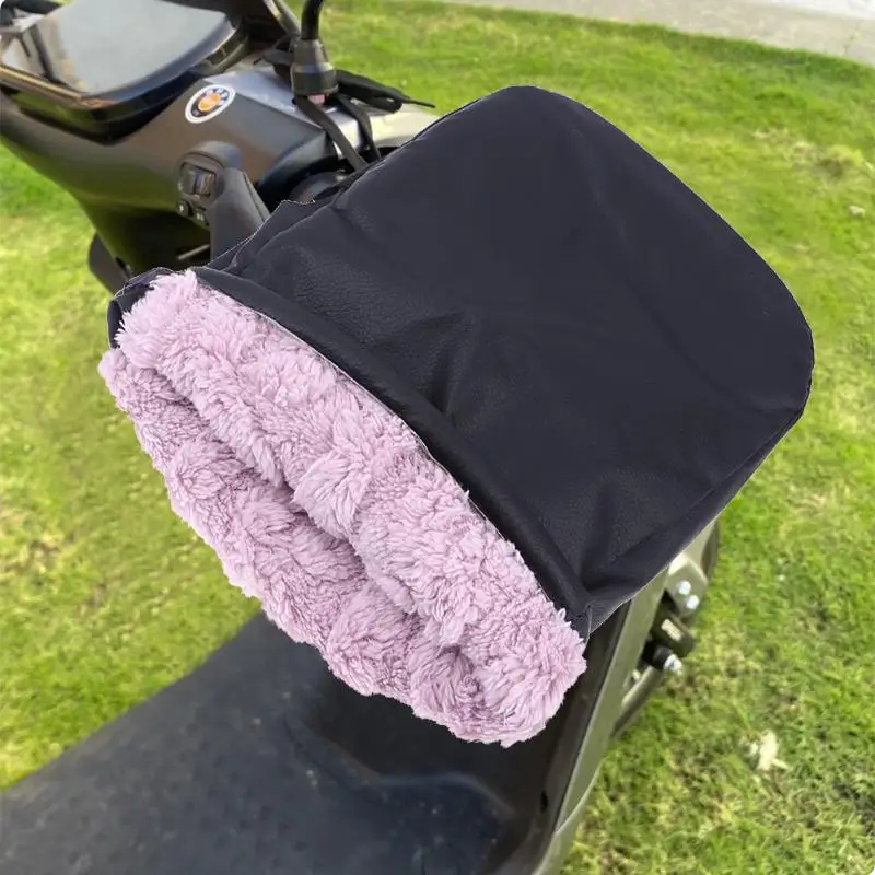 

Black Winter Electric Bike Gloves - Warm Thickened Handle Covers, Rainproof & Windproof Motorcycle PU Leather Hand Gloves