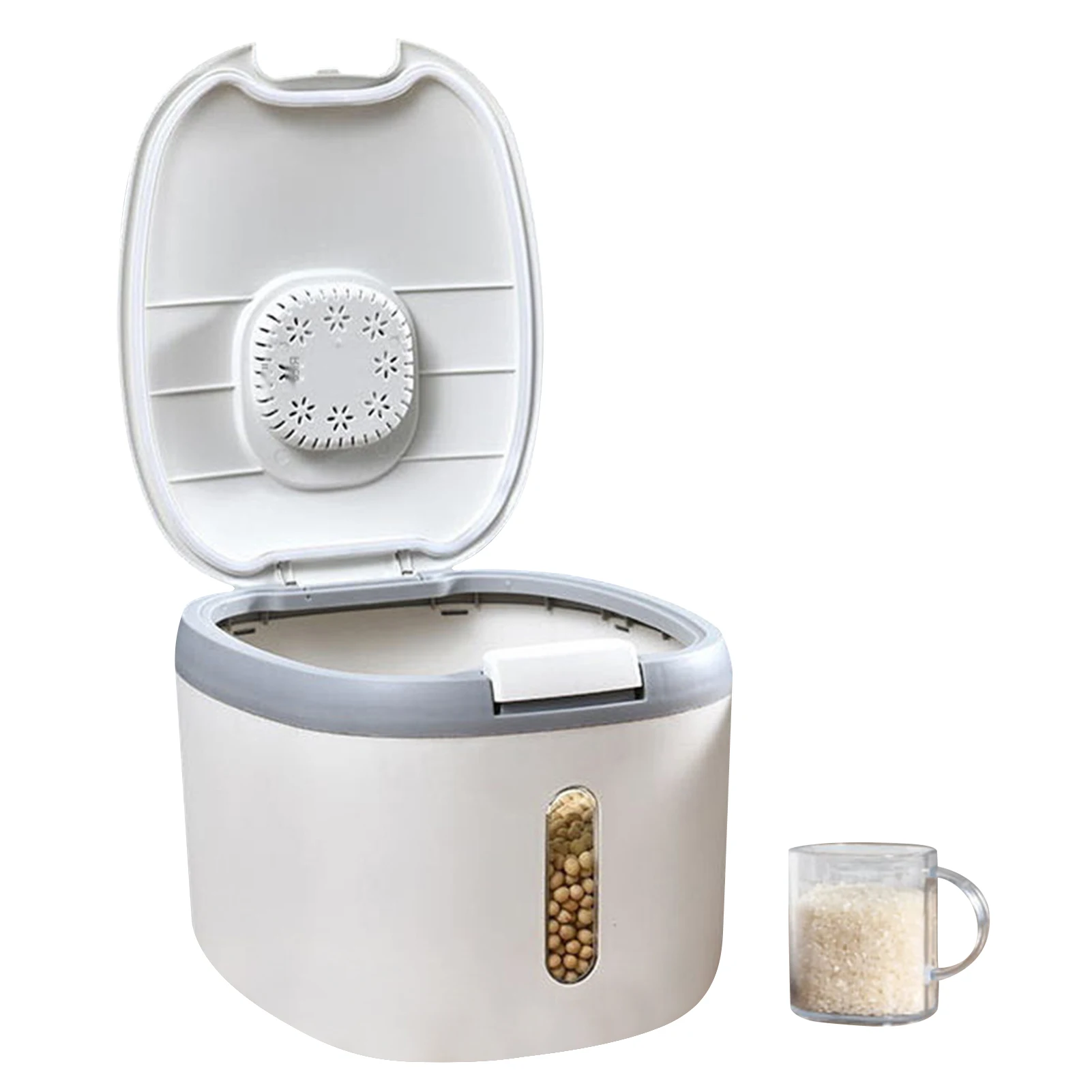 

Rice Storage Container Airtight Rice Dispenser With Measuring Cup Sealed Grain Storage Container With Measuring Cup Food Storage