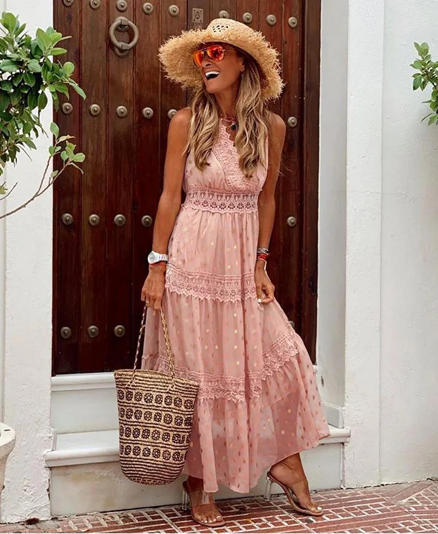 Ärmelloses Chiffon-Kleid mit V-Ausschnitt, Patchwork, mittellanges Kleid, 2022, Sommer, einfarbig, schlichtes und modisches Kleid für Damen