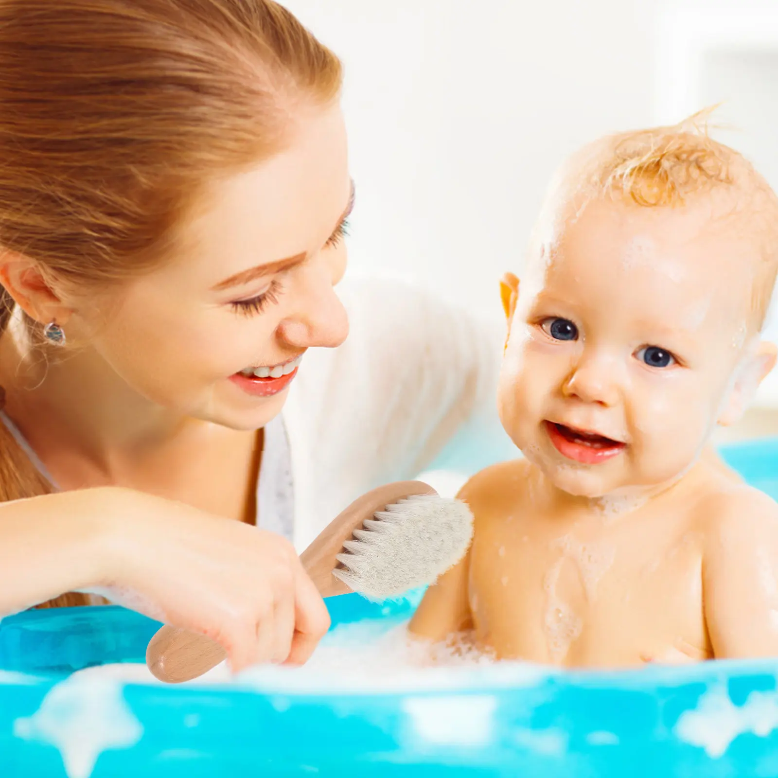 

2Pcs Baby Comb and Brush Set Wooden Hair Comb Bathing Brush Stimulate Scalp Increase Blood Circulation Gentle for Use