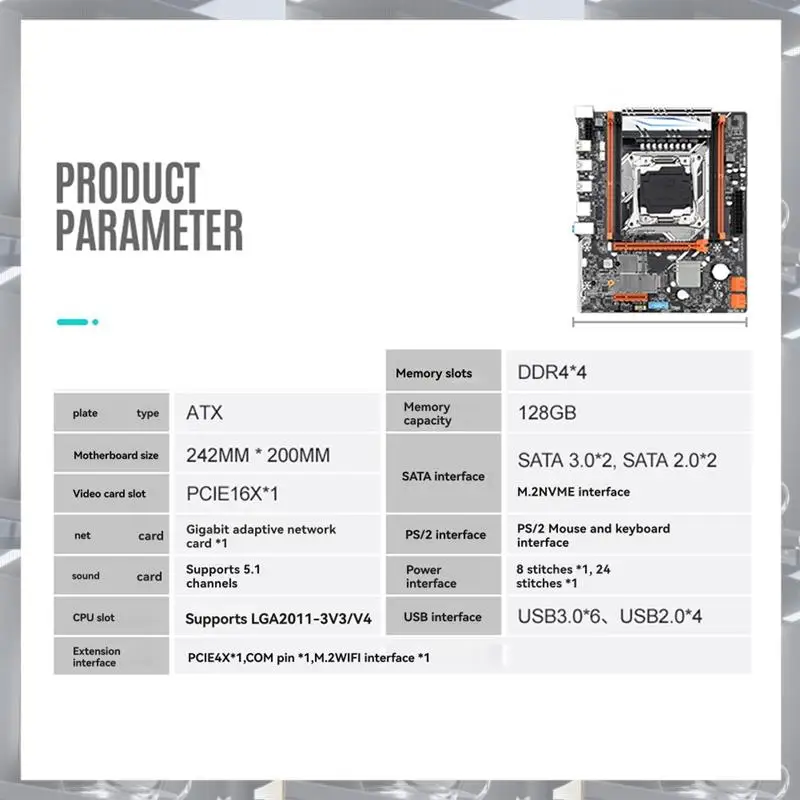 

Hot Selling-X99 Motherboard Support LGA 2011 V3 V4 CPU PCI Express 16X SATA3.0 Interface DDR4 X4 High-Performance DIY Computer,X