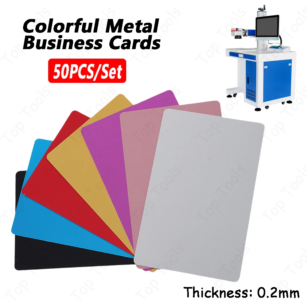 50PCS Metal Business Cards Aluminum Alloy Blanks Card for Customer Laser Engraving DIY Gift Cards 7 Colors Optional Name Cards