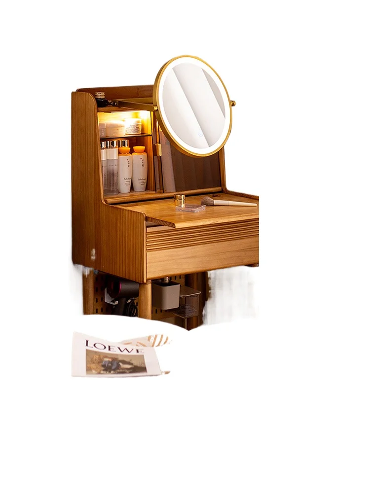 

Dresser bedroom solid wood small apartment cosmetic table bedside small size very narrow Japanese style