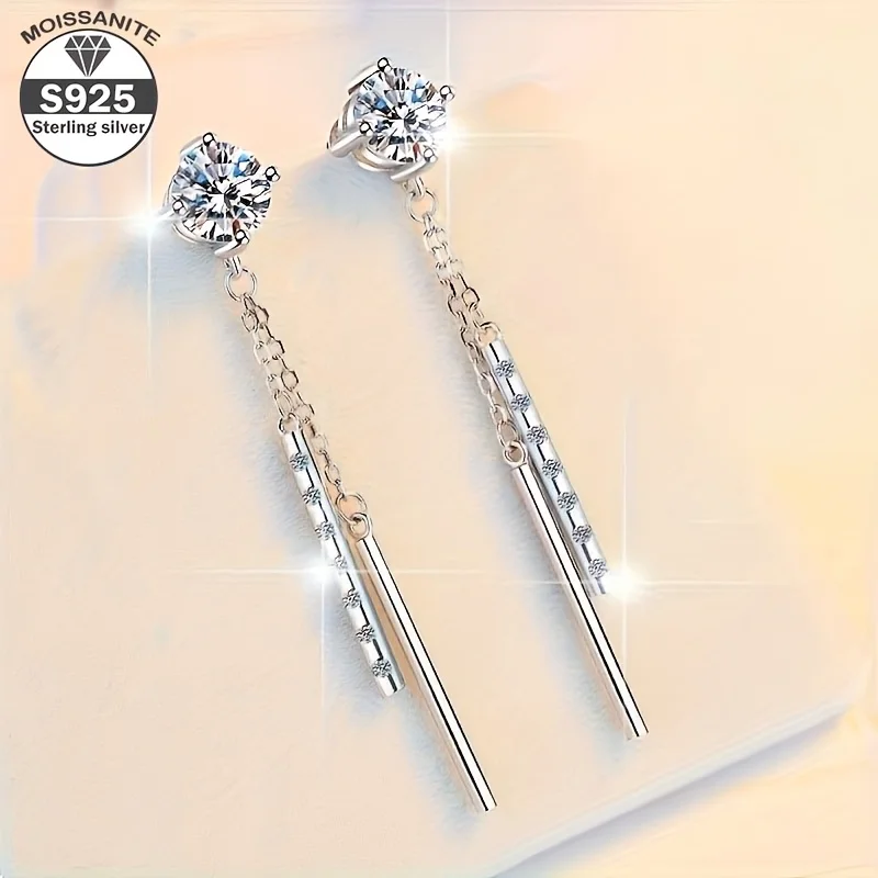 

S925 Sterling Silver Vintage Cute Stud Earrings with 1. 2ct Moissanite - Classic Four-Prong Design Daily Wear Versatilsatile Ear