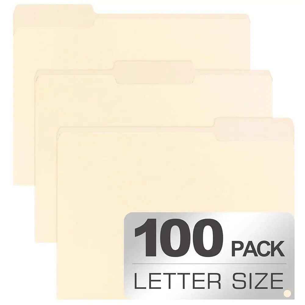 

Папки-файлы Manila, папки Manila 8.5x11, папки Manila формата Letter, 100 штук в коробке, папки с вырезанными вкладками 1/3 для школы, офиса и дома