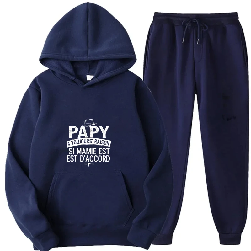 طقم هوديي أزرق كحلي Je M'en Fous أنا أتحدث كاتالونية مطبوعة البلوز والركض لباس غير رسمي للرجال والنساء #6