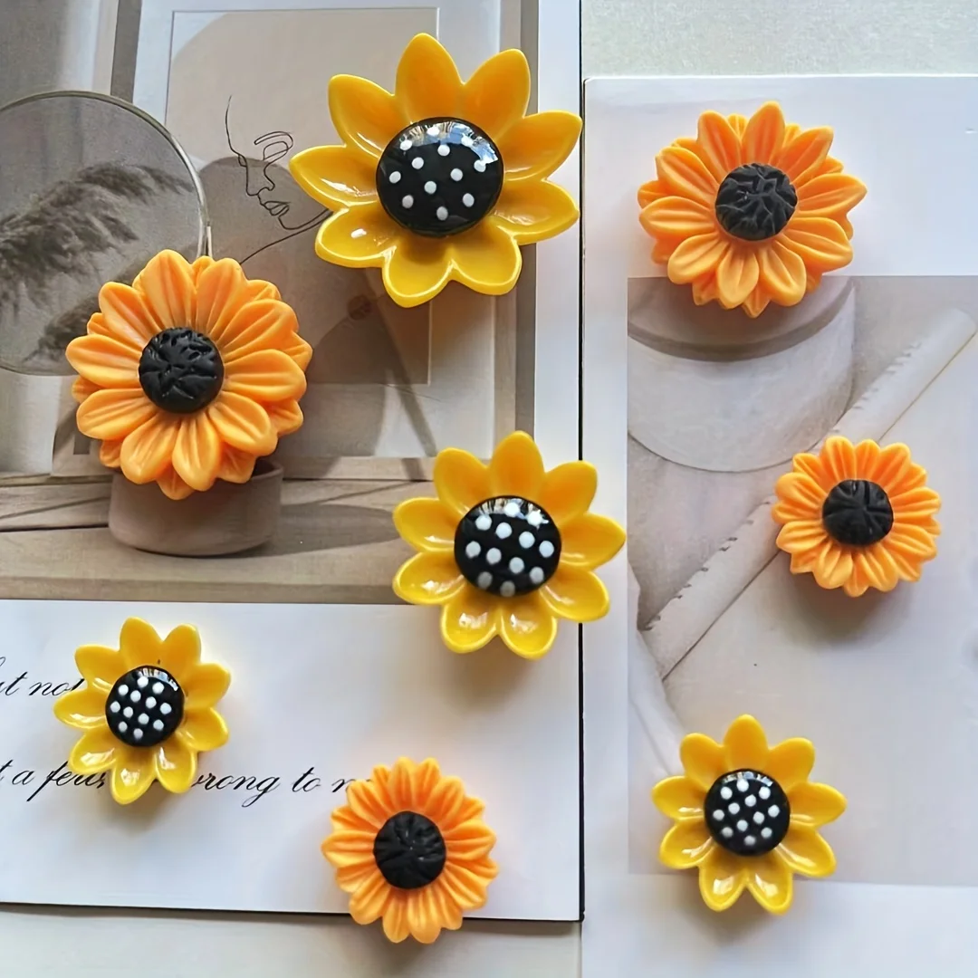 8Pcs cute sunflower magnets: suitable for your refrigerator or office whiteboard