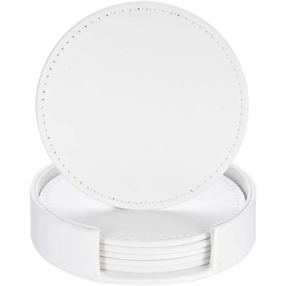 

1 Set Leather Coasters For Drinks, Drink Coasters With Holder For Tabletop Protection, Home Decor And Housewarming Gifts,