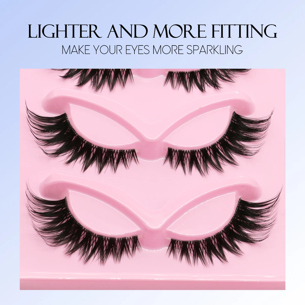 GROINNEYA Ciglia Cat Eye 5 paia Ciglia finte naturali Ciglia a fascia trasparente Ciglia naturali lunghe con estremità alate Ciglia allungate Trucco