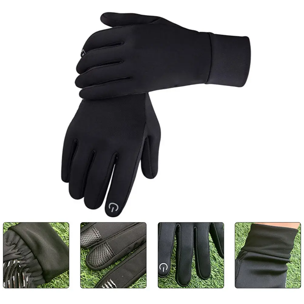 1Pair Warm Keeping Winter Cycling Gloves Touch Screen Enabled Windproof Anti-Slip Outdoor Riding Gloves for Men Women Flexible