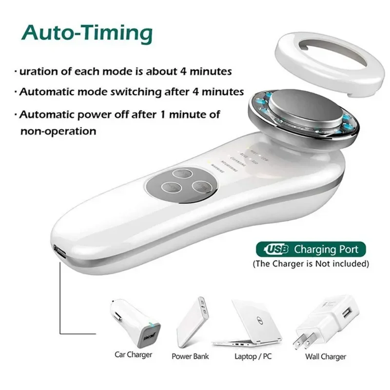 Cold and Hot Induction Device, Micro Current Massage Device, Pore Contraction and Skin Rejuvenation Color Light Beauty Device