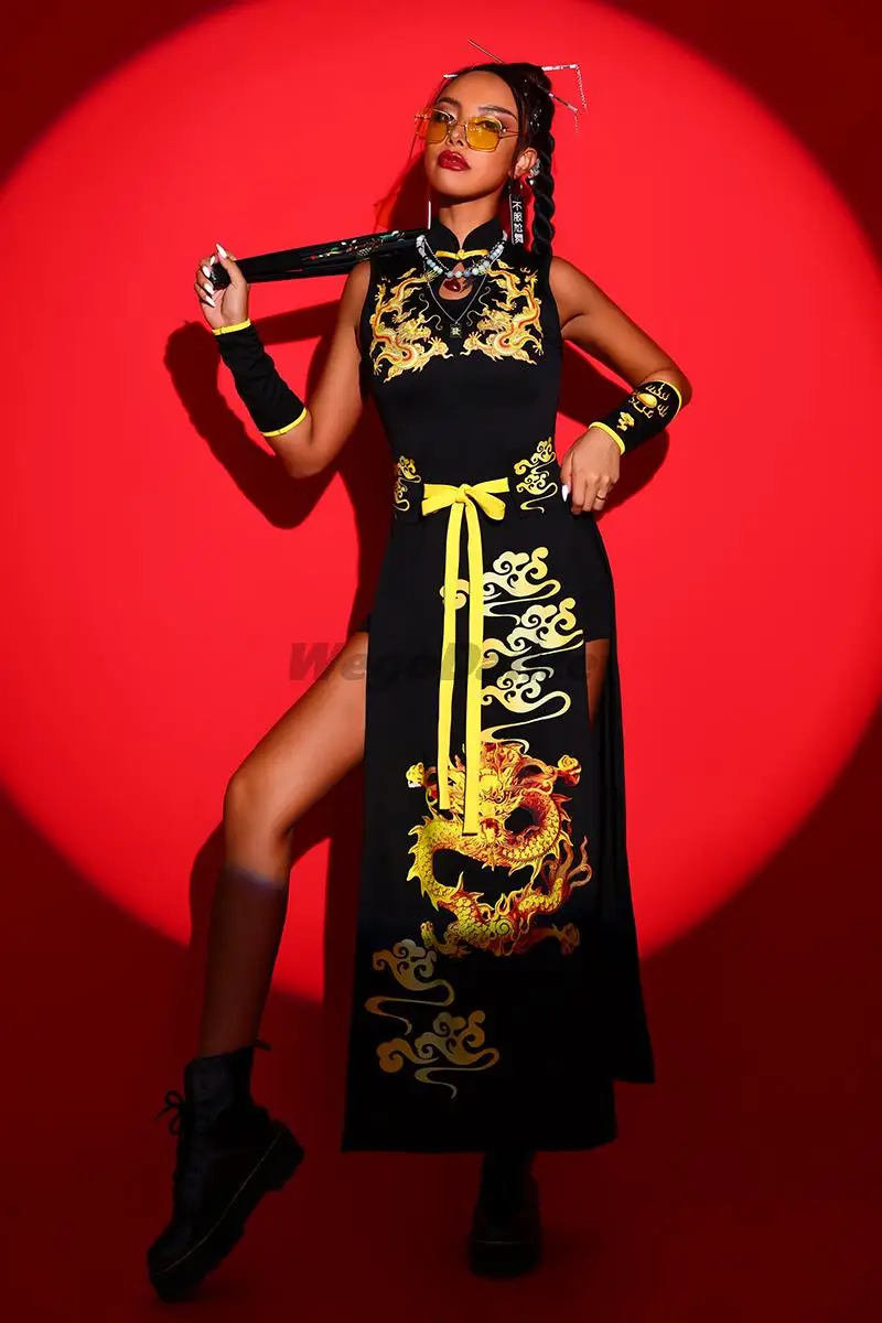 Costumes Ds de danse jazz de style chinois, robe de DJ trempée, vêtements de danse de bar en tricot, nouveau