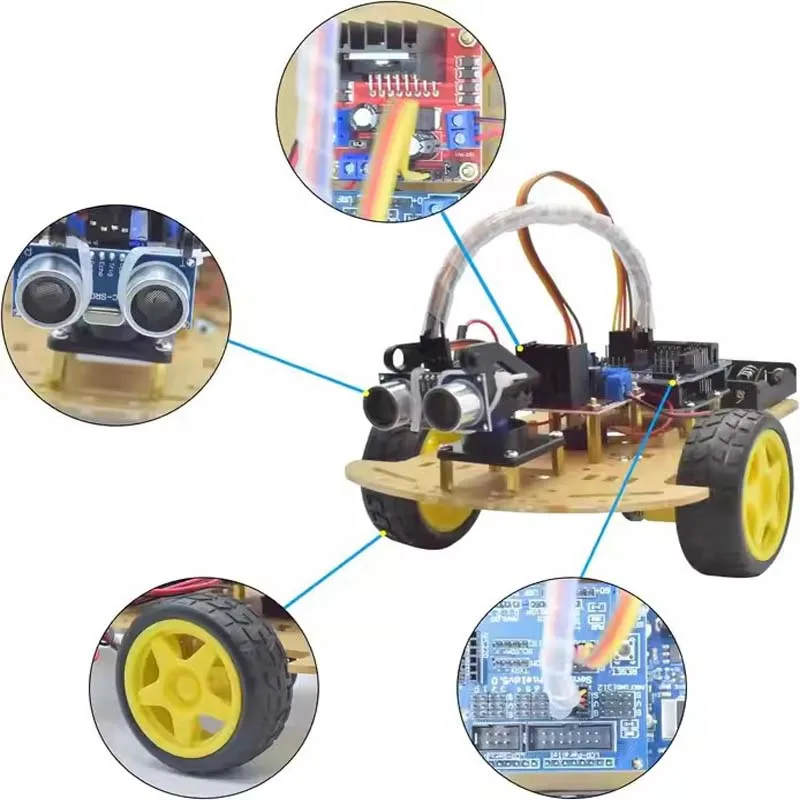 ชุดแชสซีรถหุ่นยนต์อัจฉริยะพร้อมโมดูล UNO R3 - ของเล่น DIY เพื่อการศึกษาสําหรับการติดตามการเขียนโปรแกรมที่ออกแบบหลีกเลี่ยงอุปสรรค