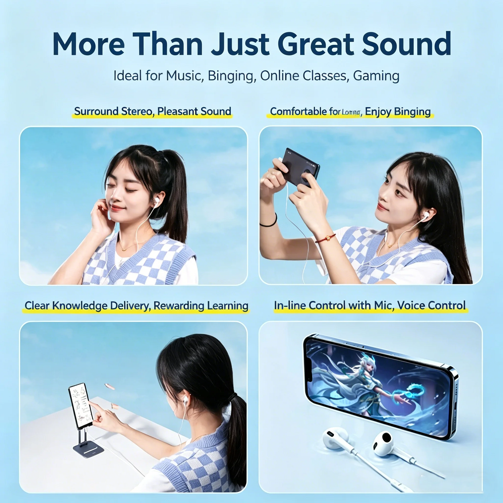 Earphones Wired Earbuds with M - Pc Gaming Earbuds ulasan dan harga