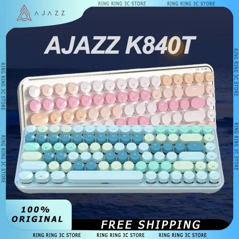 

AJAZZ K840T Wireless Mechanical Keyboard 3-Mode Bluetooth 2.4G 84keys Ergonomics Low Latency Customized Office Gaming Keyboard