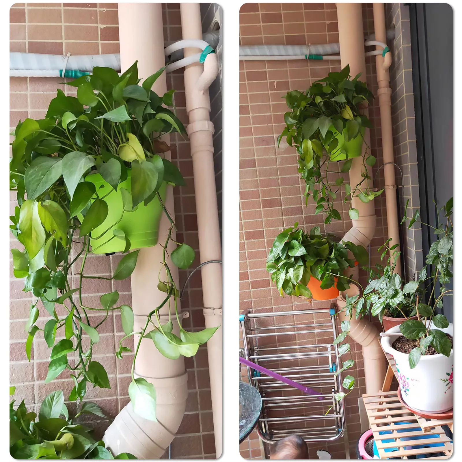 3Pcs Drain Pipe Flower Pots Vertical Hanging Planter for Indoor Outdoor Garden Balcony Kitchen Windowsill Decor with Drainage