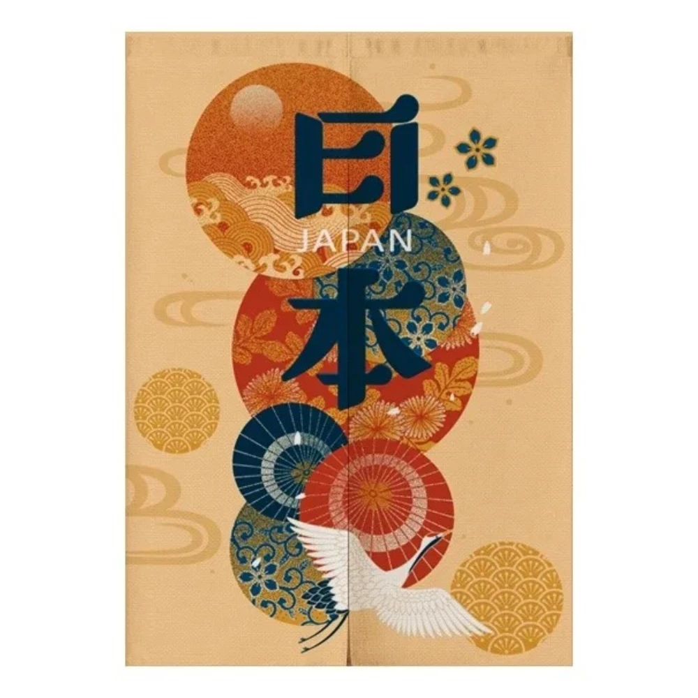 Japanese Ukiyo-e Linen Door Curtain Cherry Blossoms Noren Bedroom Kitchen Partition Curtains Home Entrance Hanging Half-curtain