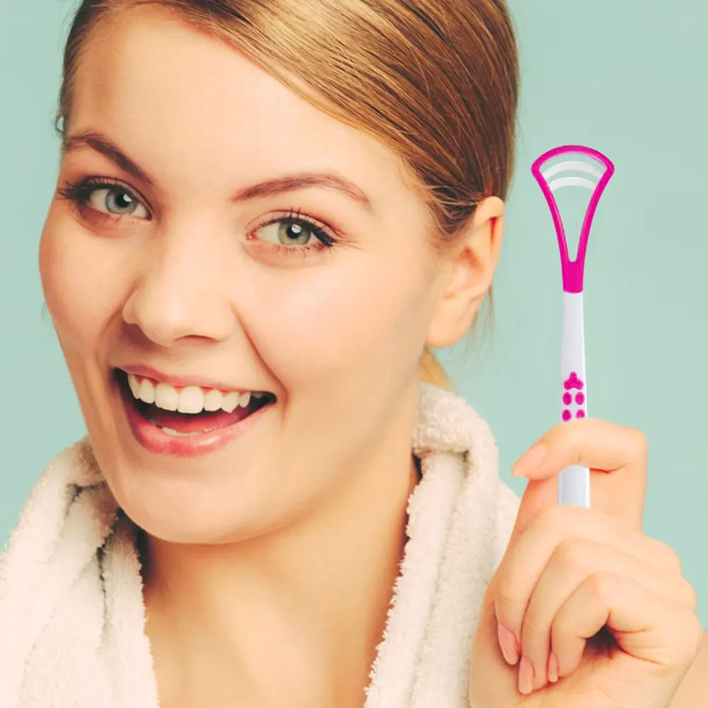 فرشاة اللسان البلاستيكية مكشطة اللسان للبالغين منظف اللسان فرشاة تنظيف الفم العناية بالفم للحفاظ على التنفس المنعش #2