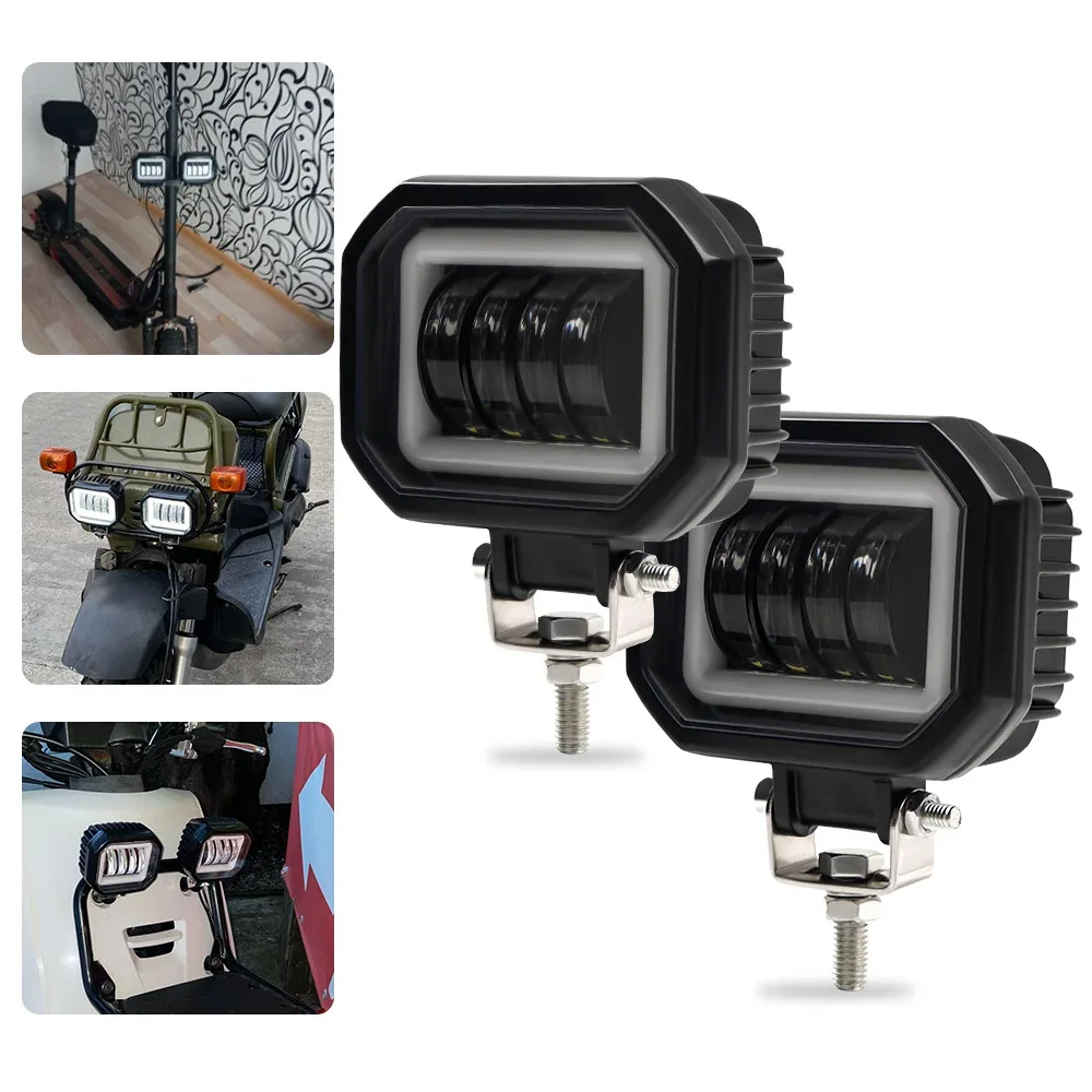 

4Inch Led Angel's Eye Work Lights 12V 24V Amber Spot Beam Pods Driving Light for Car Trucks Off-Road ATV SUV UTV Boat Tractor