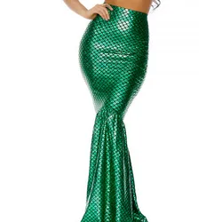 WPNAKS Women Mermaid Costumes High Waist Bodycon Fishtail Skirt for Cosplay Masquerade Role-Playing Party Outfits