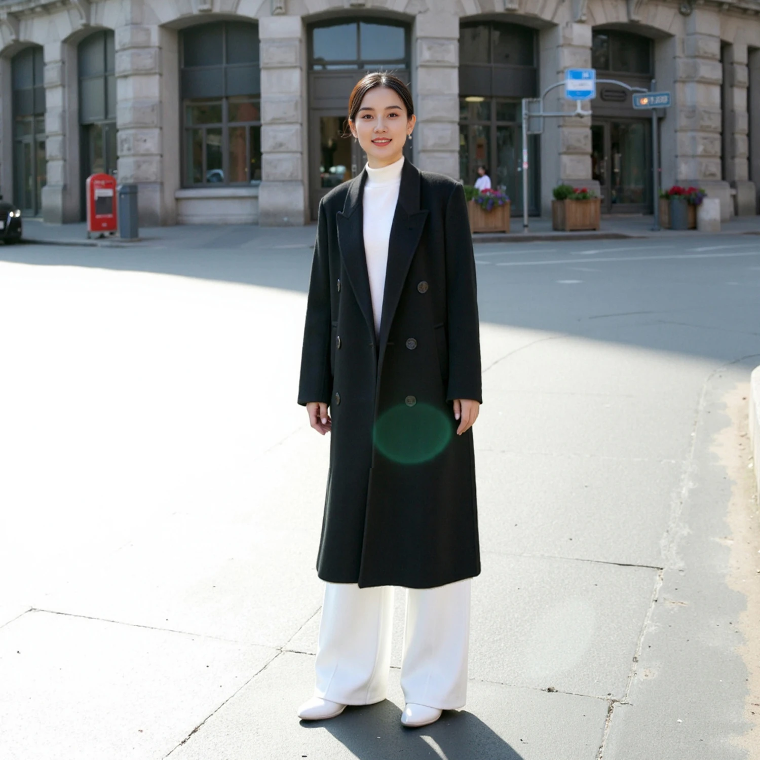 

‌ «Jueqi осень/зима новое двустороннее шерстяное пальто для женщин — длинный шерстяной плащ большого размера в корейском стиле, 100% чистая шерсть