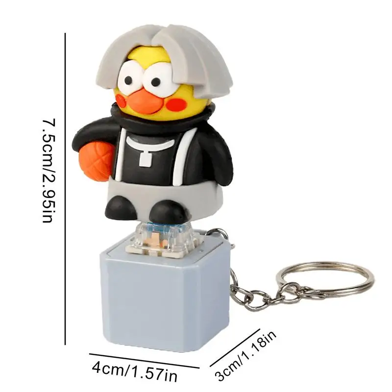 Novelty Keychains For Men Funny Cartoon Chicken Series Keyboard Keychain Pendant Funny Hair Chicken Play Basketball Funny