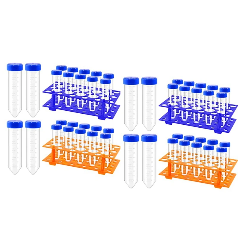 27Pcs 50ML Conical Centrifuge Tubes 28 Well Centrifuge Tube Holder Set Kit Detachable Plastic Stand For Laboratory A