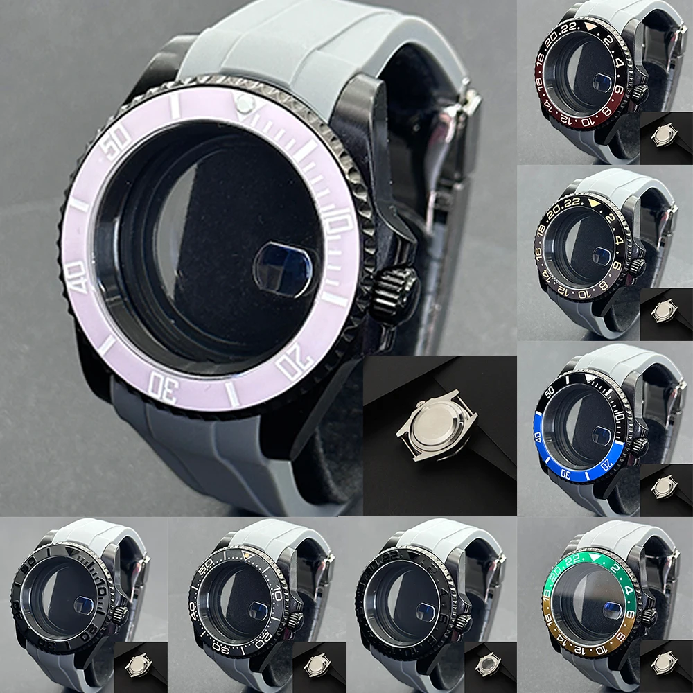 40 มม.NH34 NH35 NH36 NH38 Miyota 8215 การเคลื่อนไหว 316L กรณี GMT SUB เซรามิค BEZEL แทรก Sapphire คริสตัล Yacht Series 28.5 มม.