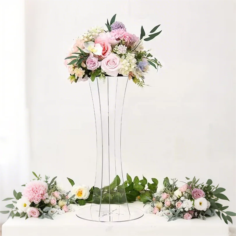 

Transparent Acrylic Wedding Flower Rack, Banquet Table Centerpiece Road Guide, Event Party Decoration, 40/60/80cm Tall, 10PCS