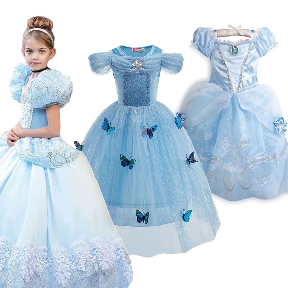 Halloween Party Cinderella Dress Up for Girl Short Sleeve Fancy Princess Costume Kids Carnival Outfit Clothes Girl Elegant Frock