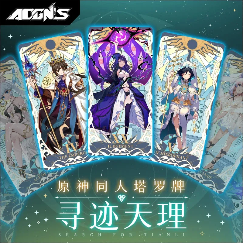 Anime Genshin Impact Raiden Shogun Baal Zhongli Tarots Playing Cards Tarot Game Cards Collection Cartoon Cards Cosplay