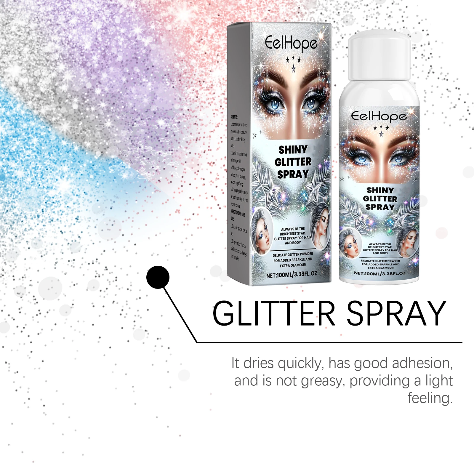 Multiuso Corpo Viso Glitter Spray Vestiti Evidenziatore Polvere Gloss Spray Scintillante Sparkle Polvere universale ad asciugatura rapida