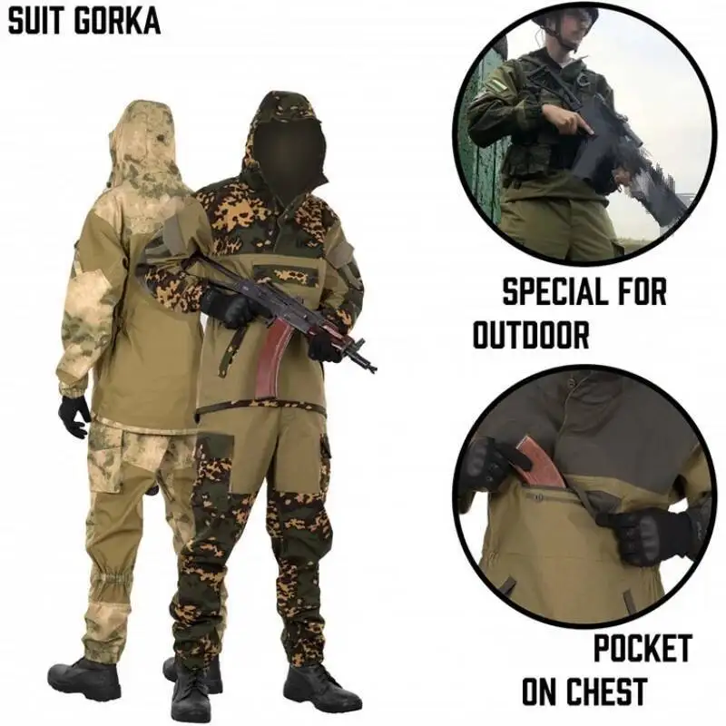 

GORKA Russian Combat Tactical Field Camouflage Training Uniform Outdoor Hunting Clothing Sets Ghillie Suit Plus Size
