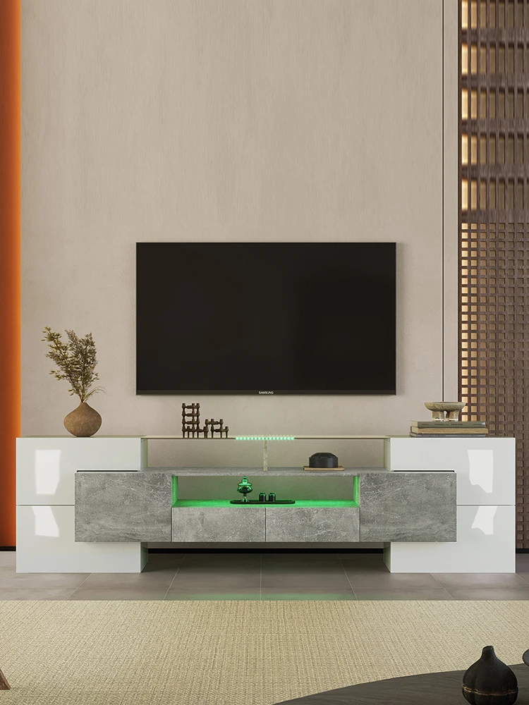KOMHTOM Hoogglans tv-kast, LED-verlichting, modern design, elegant met glazen oppervlak