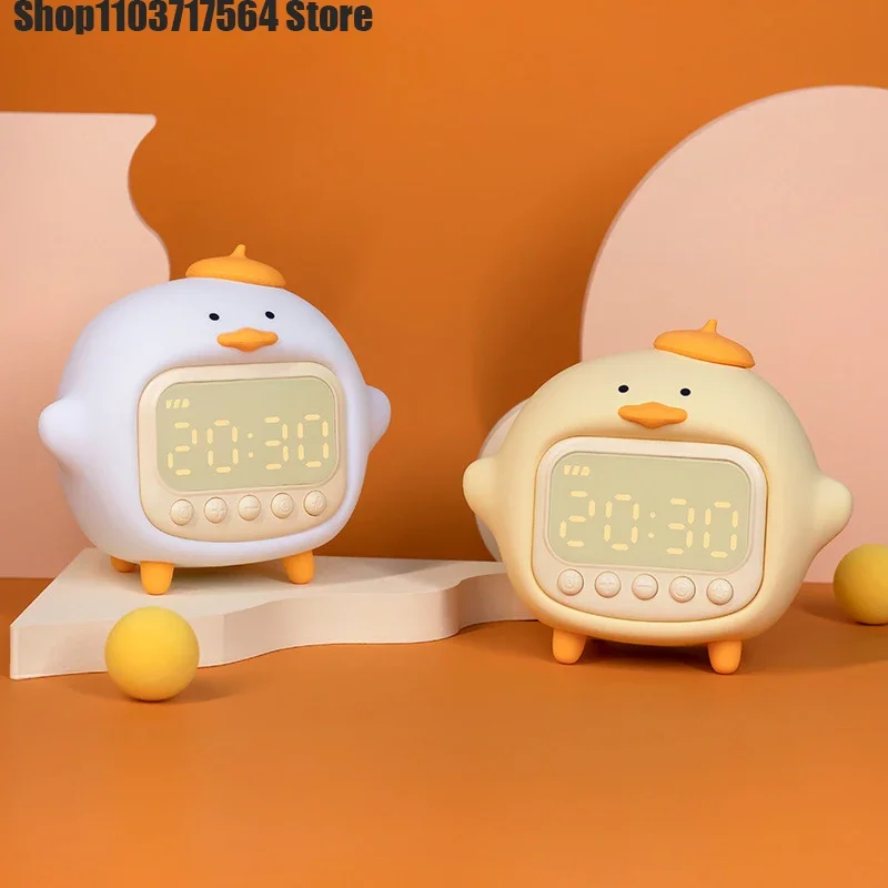 Cuddle Duck creative student cute animal cartoon with light cartoon clock multi-function nightlight mini program filled with ele