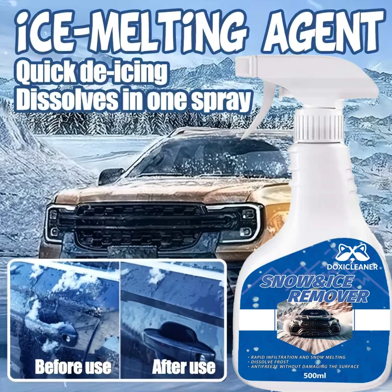 500ml Car Snow Melter Spray Quickly Melt Windshield Door Handles And Mirrors Snow Protection Vehicle Winter Care Easy Use Design