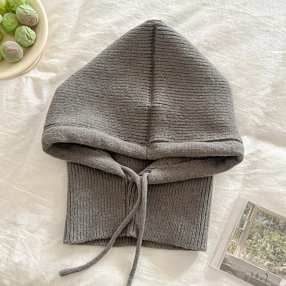 Short style Women Knitted Balaclava Fashion Fake Collar Shawl Hooded Hat Thick Warm Beanines Winter Hat official website