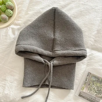 Short style Women Knitted Balaclava Fashion Fake Collar Shawl Hooded Hat Thick Warm…