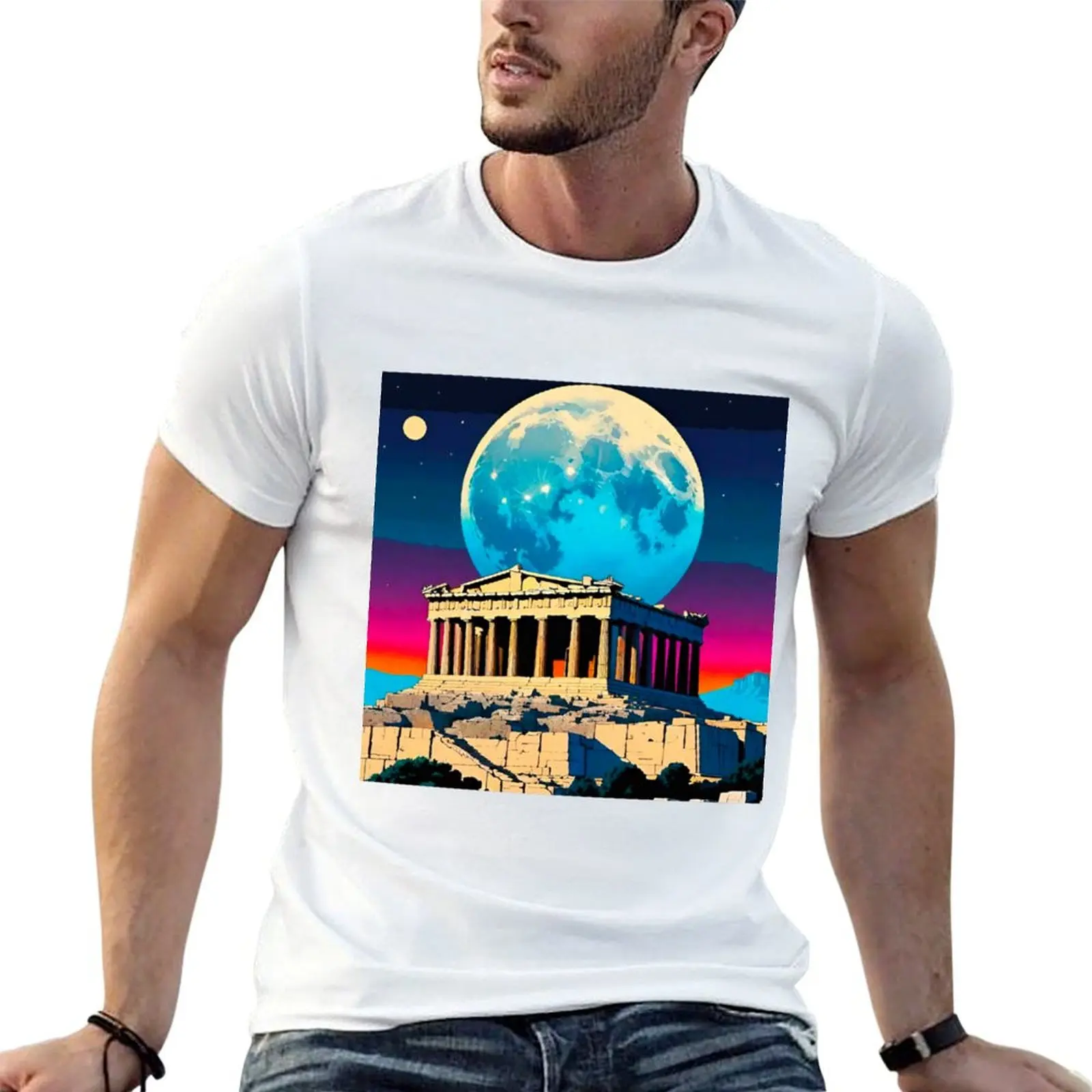 Majestic Acropolis: Icon of Athens T-Shirt Basic Regular Fit Casual T-Shirt