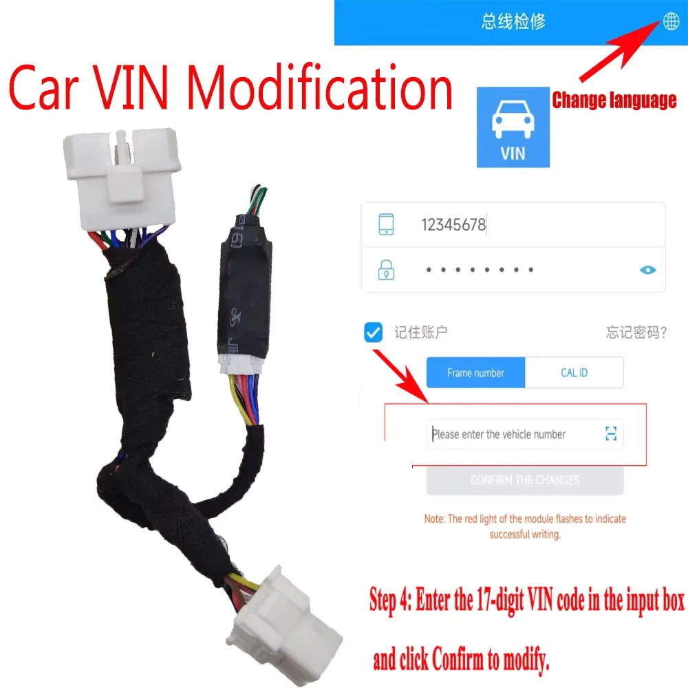 

Frame Number Modification 17 Digit Car VIN Modification Simulator America OBD Simulator Work with Android App Car VIN