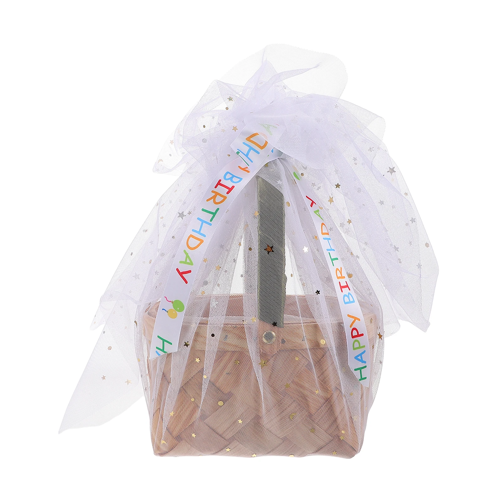 

Bamboo Basket Handwoven Present Box Handle Party Home Decor Elegant Storage Versatile Use Shower Wedding Rustic Charm Small