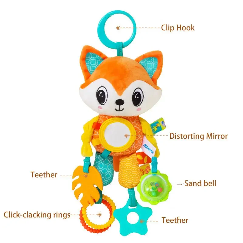 Soft Infant Crib Bed Stroller Mobile Hanging Rattle Baby Educational Toys Brain Developmental Hand Grip Cute Stuffed Animal Toys