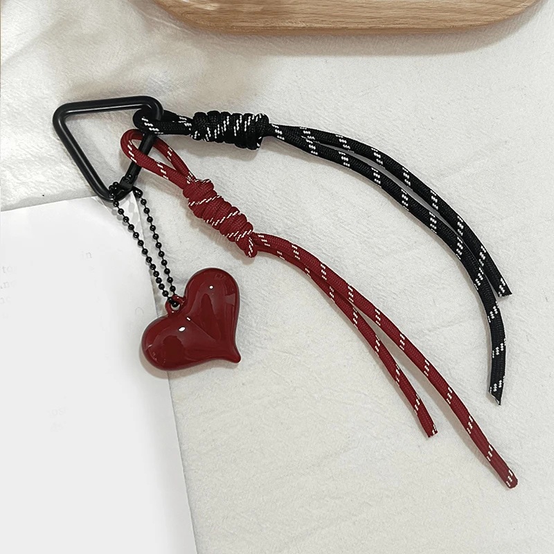 Love Shape Woven Rope Keychain Bow-knot Charm Pendant Keyring Jewelry For Women Gift Bag Decoration
