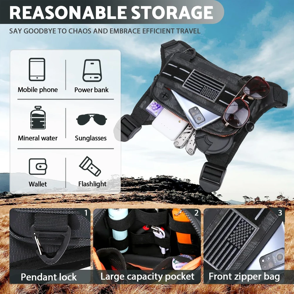Leichte, wasserabweisende Sport-Brusttasche mit integriertem Handyfach zum Laufen, Radfahren und für den täglichen Gebrauch, für Damen und Herren. – Detail 21